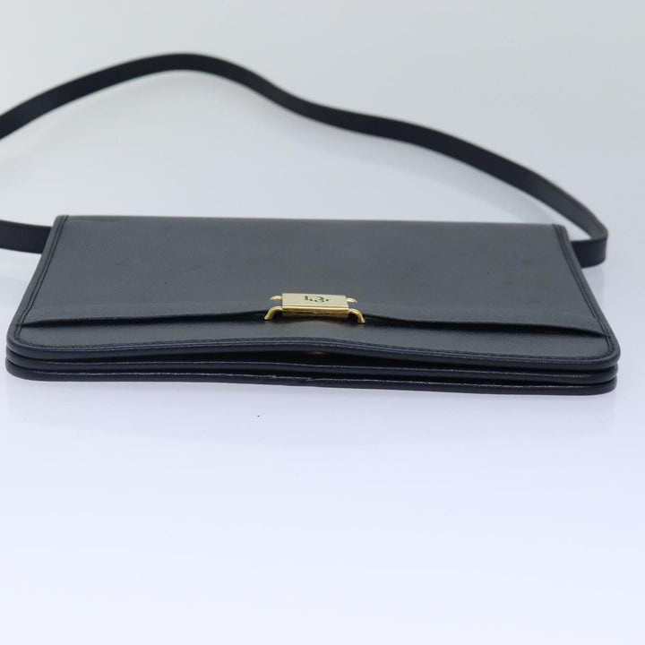 CHRISTIAN Top quality Dior Shoulder Bag Leather Navy Gold Auth yk14399