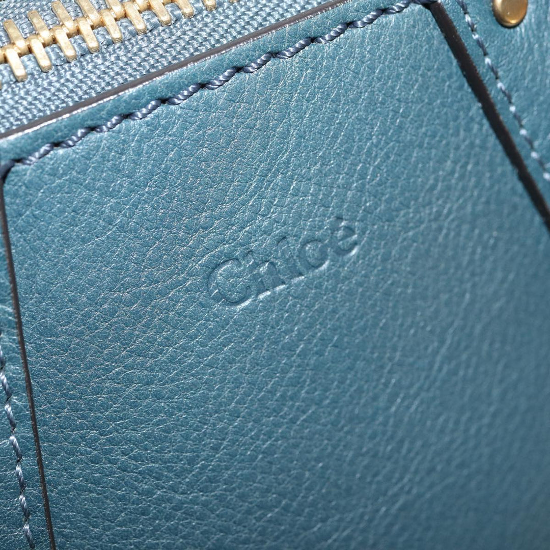 Chloe Hailey Hand Bag Leather 2way Navy Gold yk14412