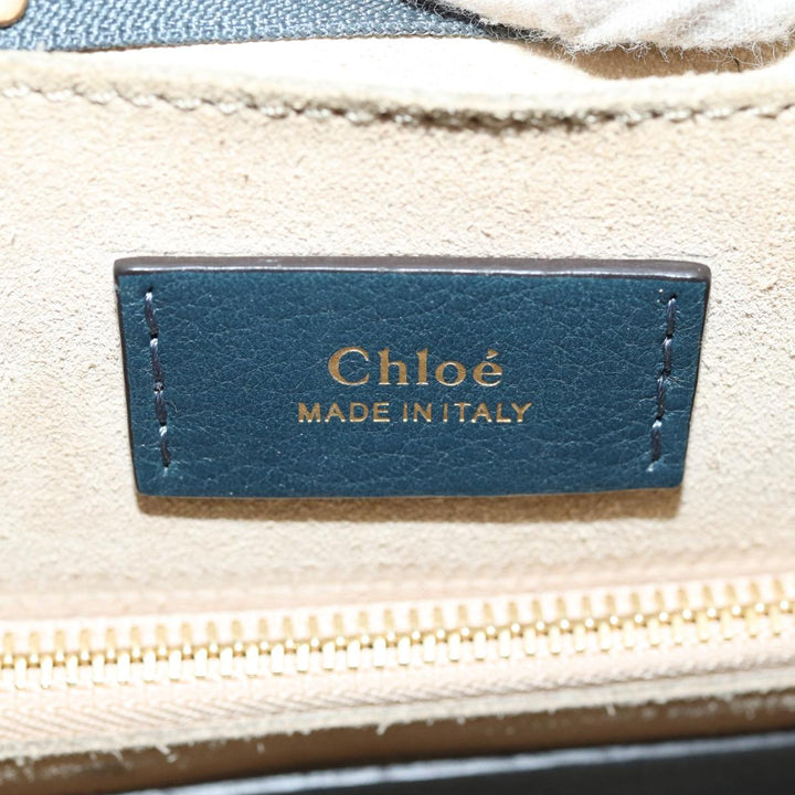 Chloe Hailey Hand Bag Leather 2way Navy Gold yk14412
