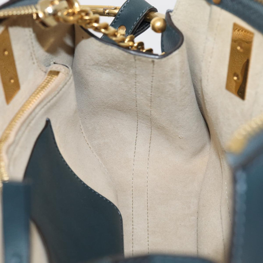 Chloe Hailey Hand Bag Leather 2way Navy Gold yk14412