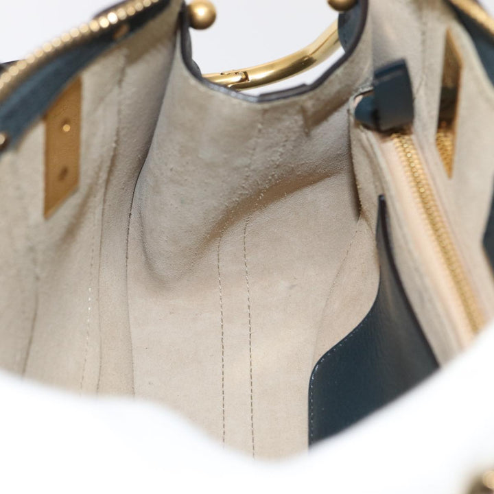Chloe Hailey Hand Bag Leather 2way Navy Gold yk14412
