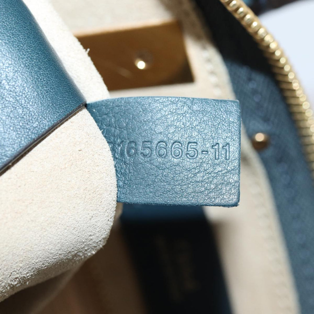 Chloe Hailey Hand Bag Leather 2way Navy Gold yk14412