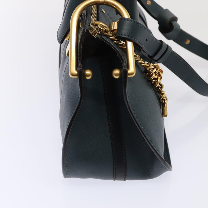 Chloe Hailey Hand Bag Leather 2way Navy Gold yk14412