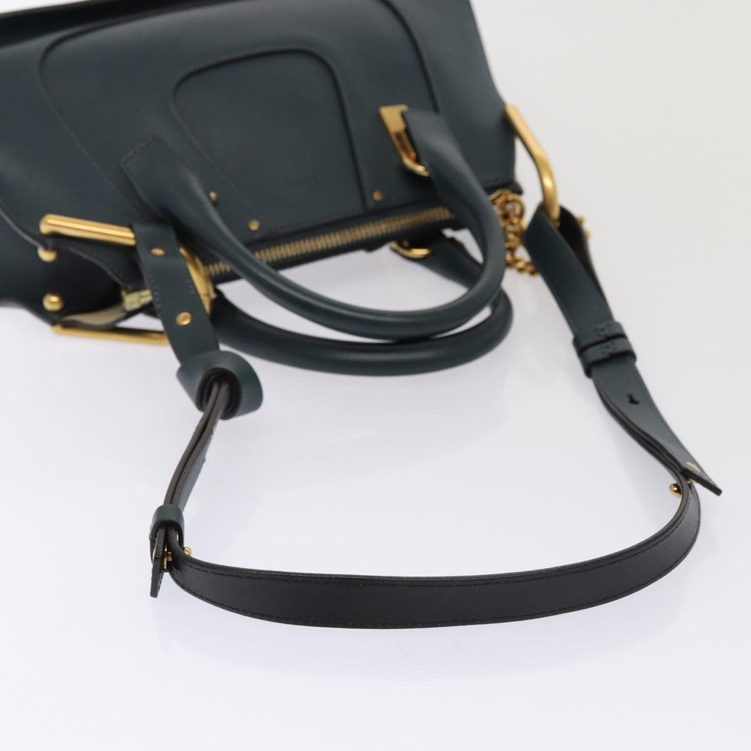 Chloe Hailey Hand Bag Leather 2way Navy Gold yk14412