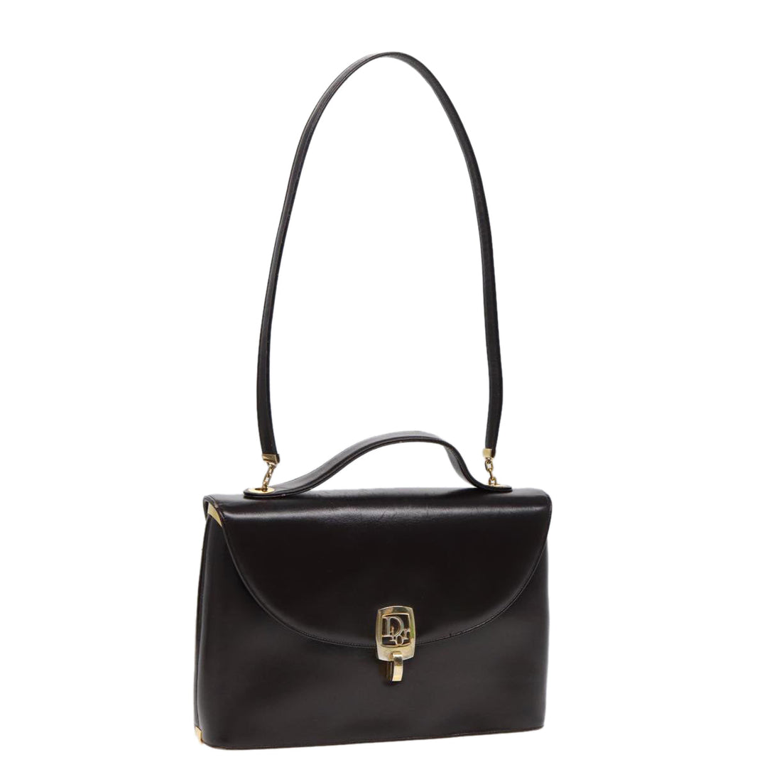 CHRISTIAN Top quality Dior Hand Bag Leather 2way Brown Gold Auth yk14414