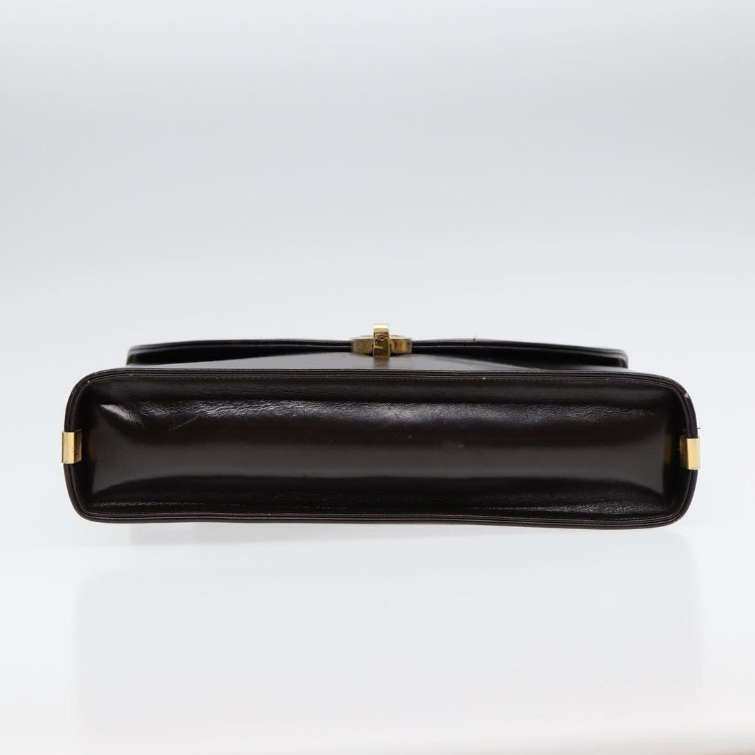 CHRISTIAN Top quality Dior Hand Bag Leather 2way Brown Gold Auth yk14414