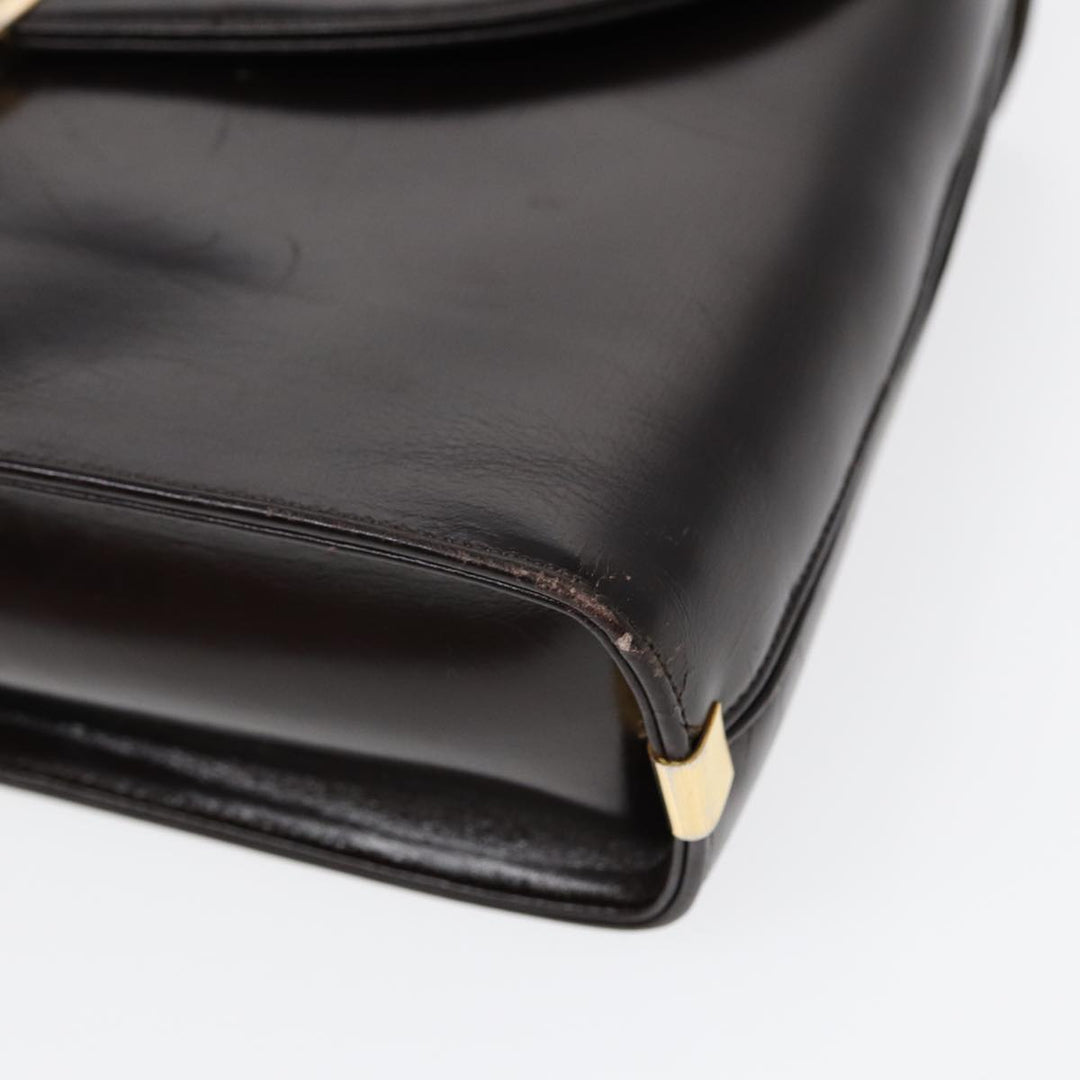 CHRISTIAN Top quality Dior Hand Bag Leather 2way Brown Gold Auth yk14414