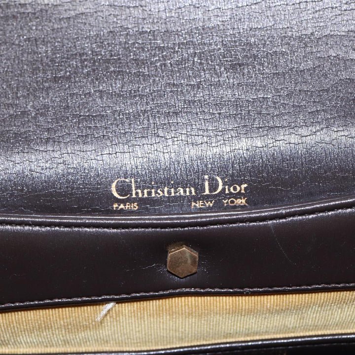 CHRISTIAN Top quality Dior Hand Bag Leather 2way Brown Gold Auth yk14414