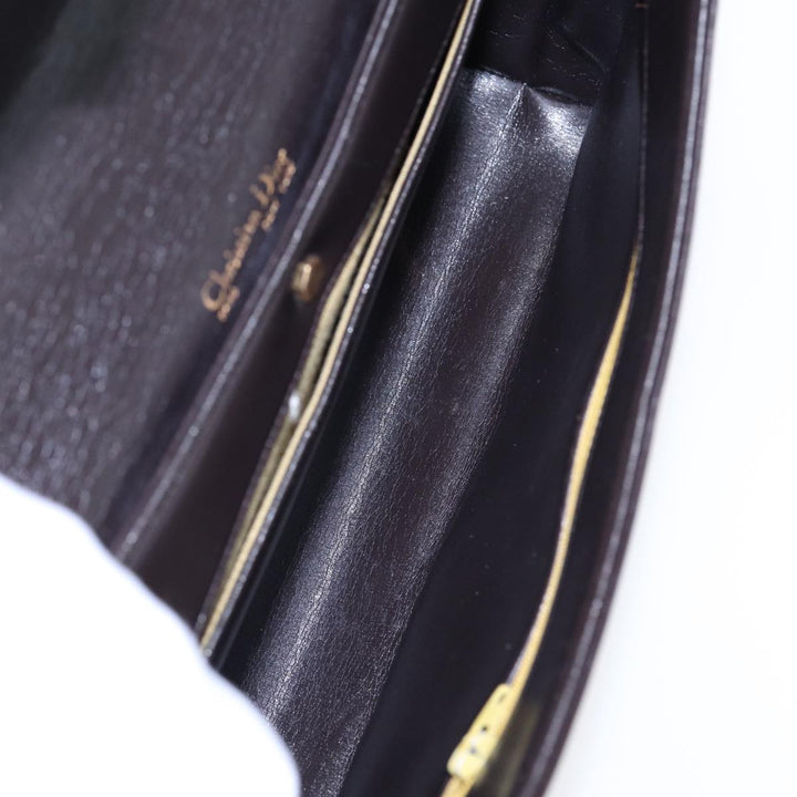CHRISTIAN Top quality Dior Hand Bag Leather 2way Brown Gold Auth yk14414