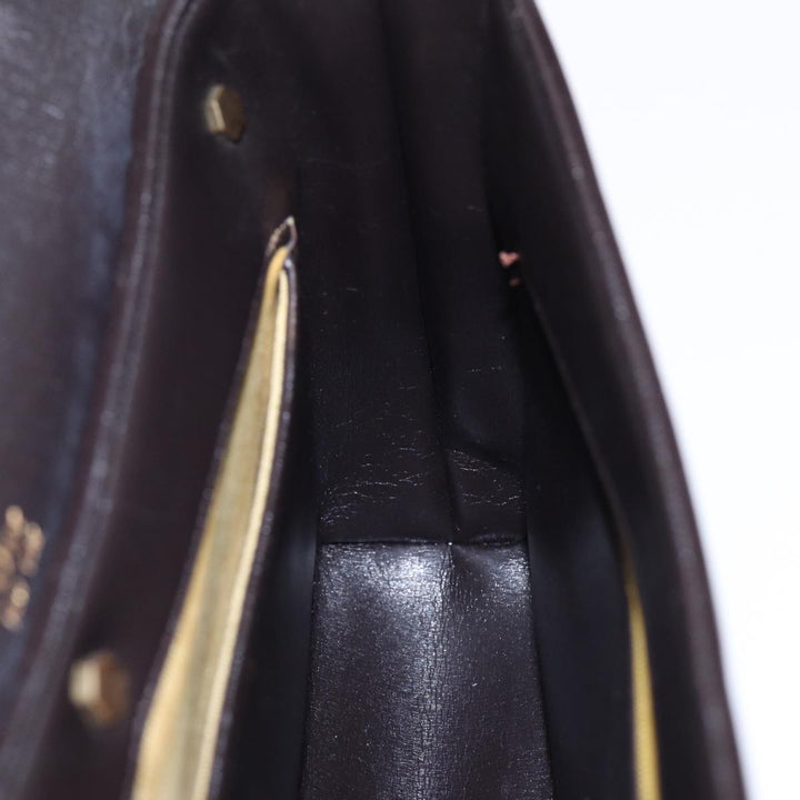 CHRISTIAN Top quality Dior Hand Bag Leather 2way Brown Gold Auth yk14414