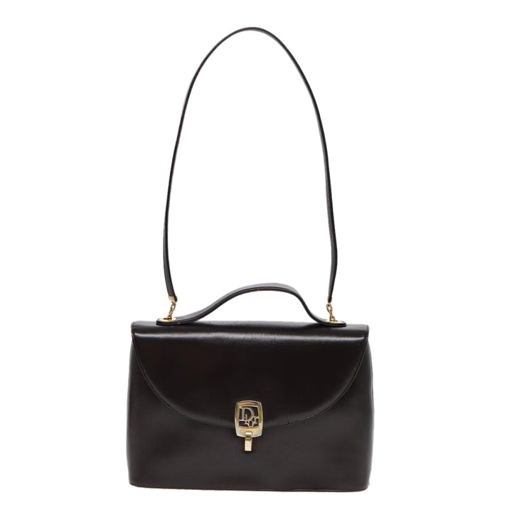 CHRISTIAN Top quality Dior Hand Bag Leather 2way Brown Gold Auth yk14414