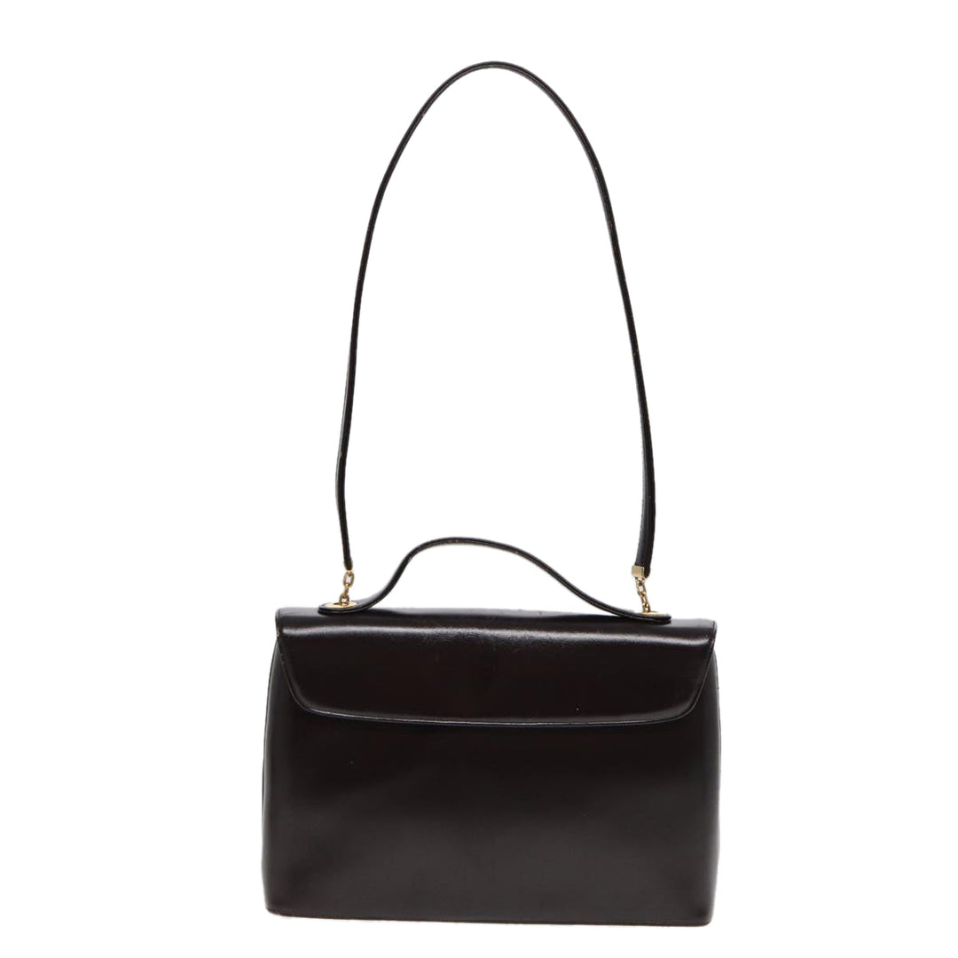 CHRISTIAN Top quality Dior Hand Bag Leather 2way Brown Gold Auth yk14414