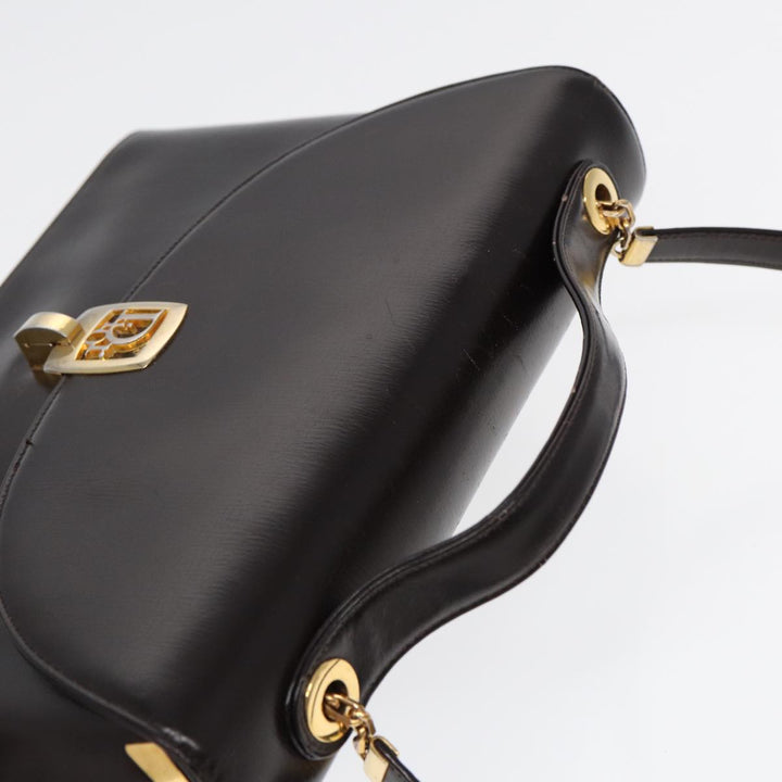 CHRISTIAN Top quality Dior Hand Bag Leather 2way Brown Gold Auth yk14414