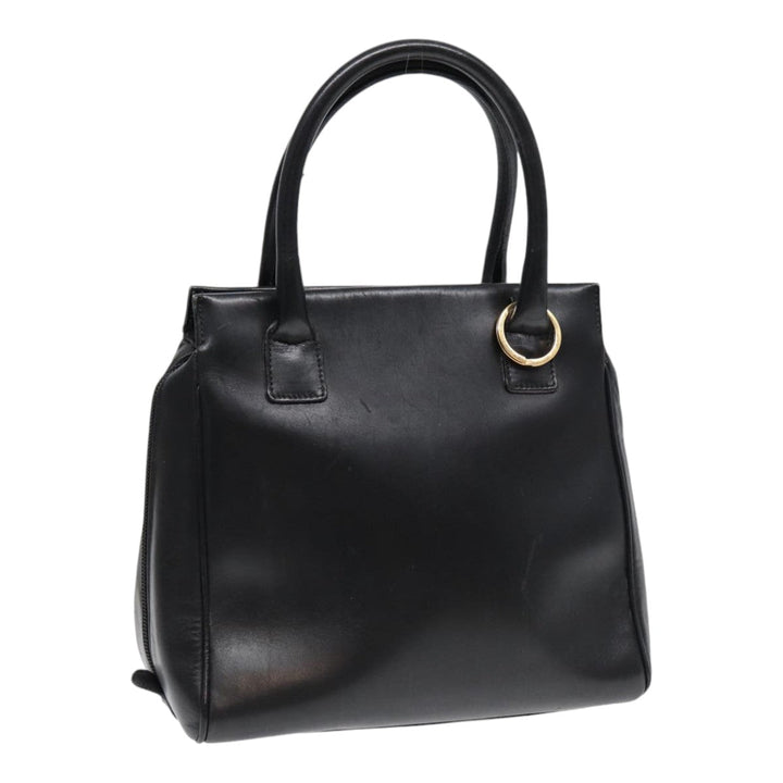 CHRISTIAN Top quality Dior Hand Bag Leather Black Gold Auth yk14415
