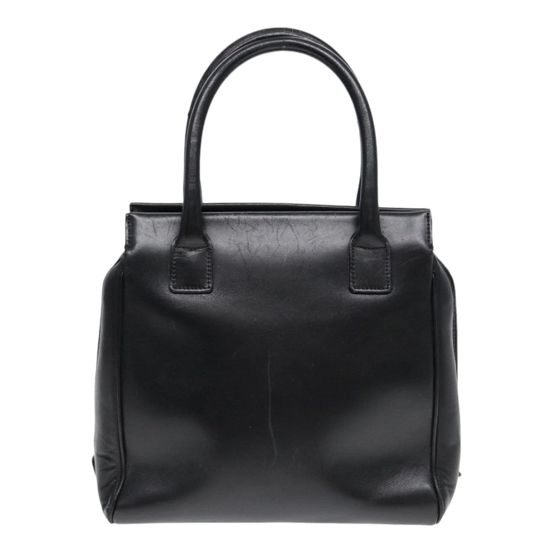 CHRISTIAN Top quality Dior Hand Bag Leather Black Gold Auth yk14415