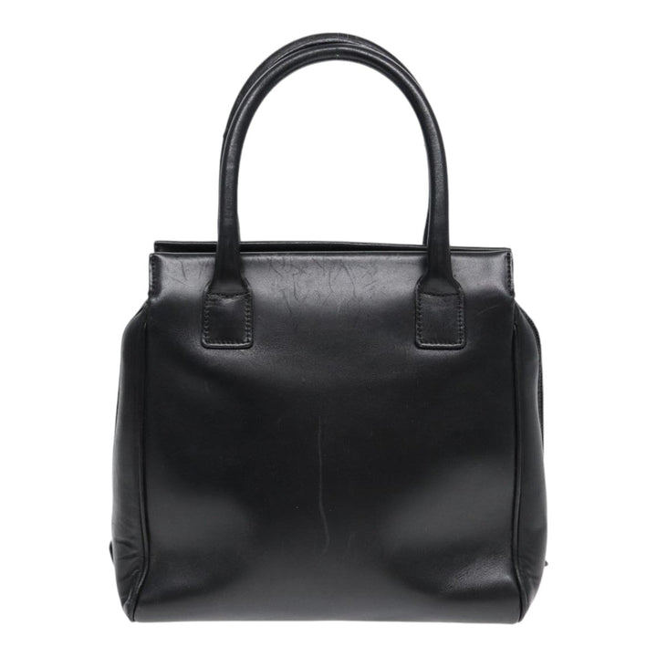 CHRISTIAN Top quality Dior Hand Bag Leather Black Gold Auth yk14415