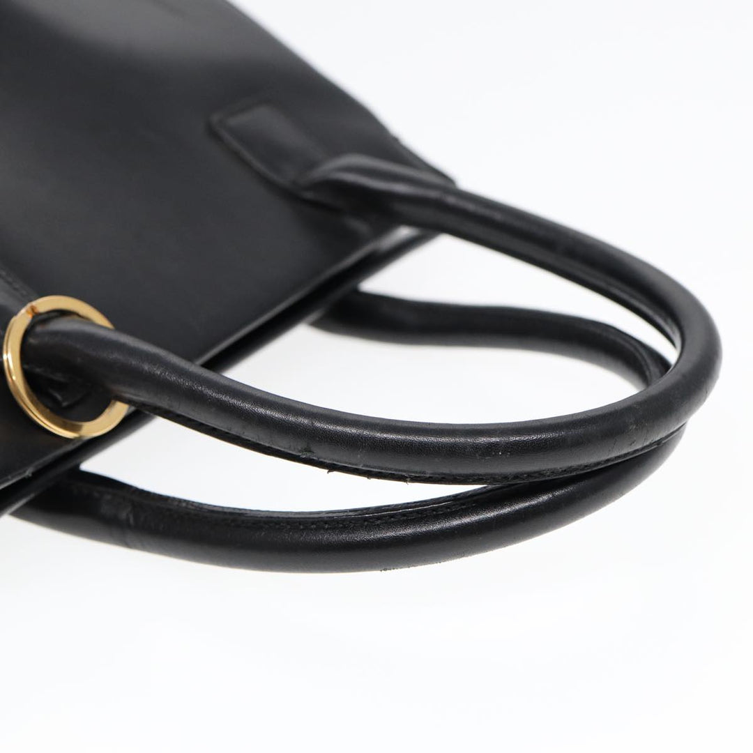 CHRISTIAN Top quality Dior Hand Bag Leather Black Gold Auth yk14415