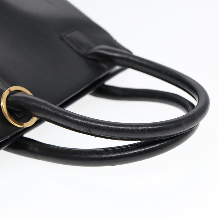CHRISTIAN Top quality Dior Hand Bag Leather Black Gold Auth yk14415
