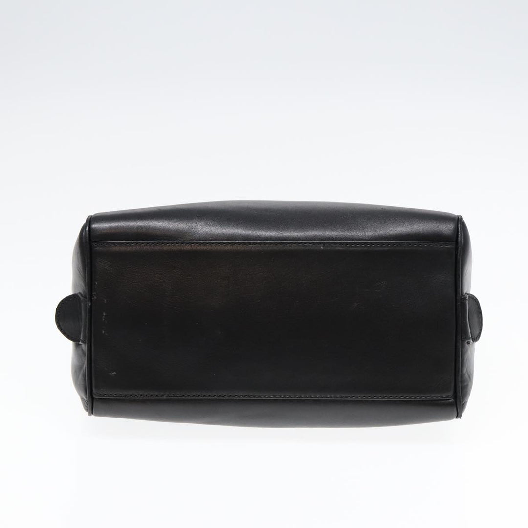 CHRISTIAN Top quality Dior Hand Bag Leather Black Gold Auth yk14415