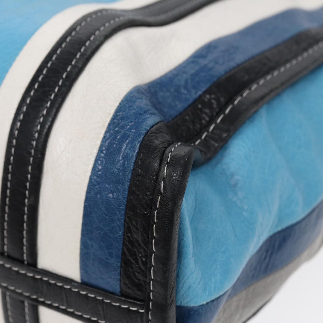 Top Quality Balenciaga Bazaar Shopper XS Tote Bag Leather Blue Silver 443096 Auth yk14420