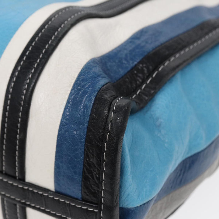 Top Quality Balenciaga Bazaar Shopper XS Tote Bag Leather Blue Silver 443096 Auth yk14420
