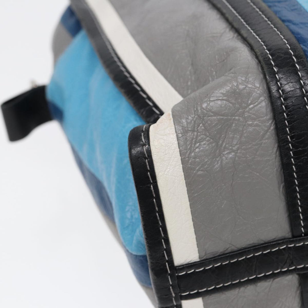 Top Quality Balenciaga Bazaar Shopper XS Tote Bag Leather Blue Silver 443096 Auth yk14420