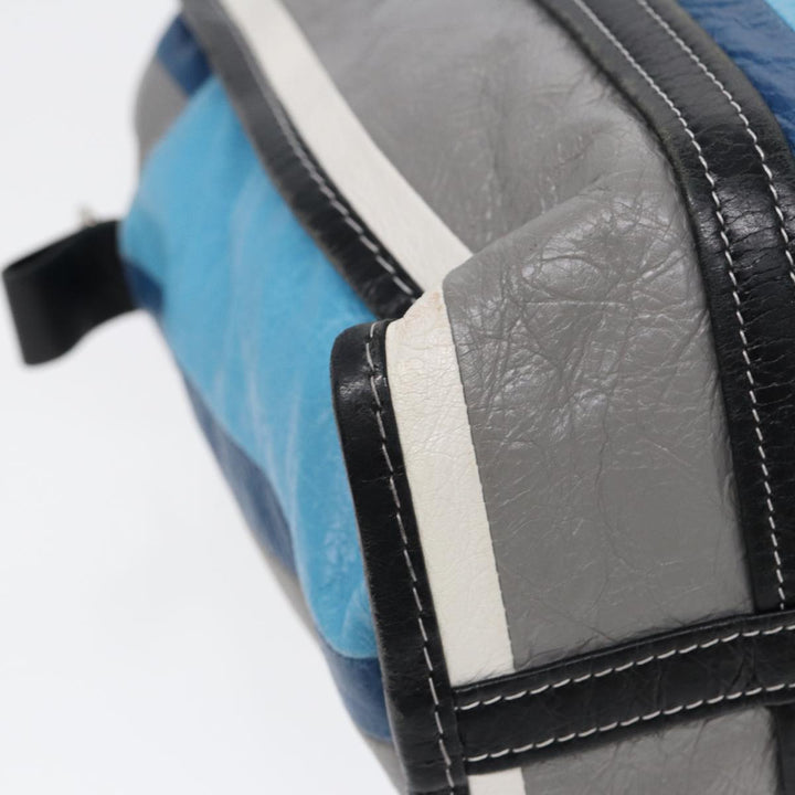 Top Quality Balenciaga Bazaar Shopper XS Tote Bag Leather Blue Silver 443096 Auth yk14420