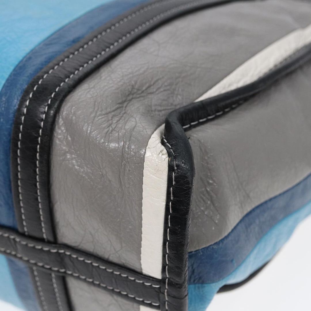 Top Quality Balenciaga Bazaar Shopper XS Tote Bag Leather Blue Silver 443096 Auth yk14420