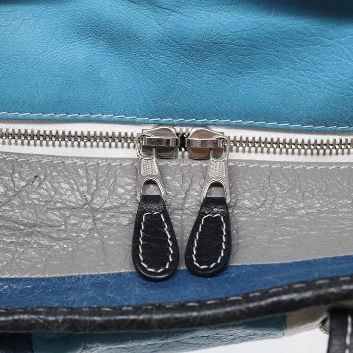 Top Quality Balenciaga Bazaar Shopper XS Tote Bag Leather Blue Silver 443096 Auth yk14420