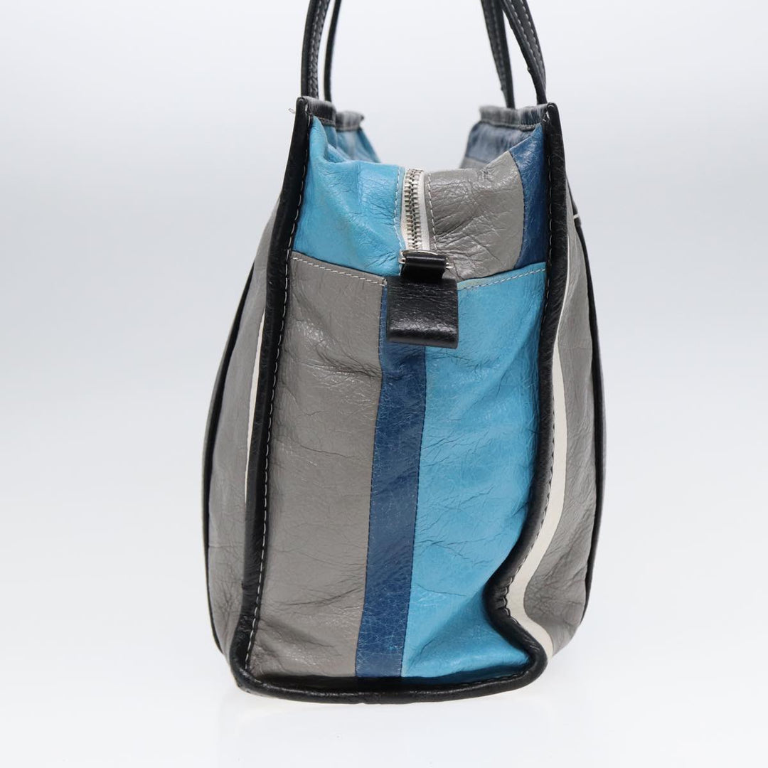 Top Quality Balenciaga Bazaar Shopper XS Tote Bag Leather Blue Silver 443096 Auth yk14420