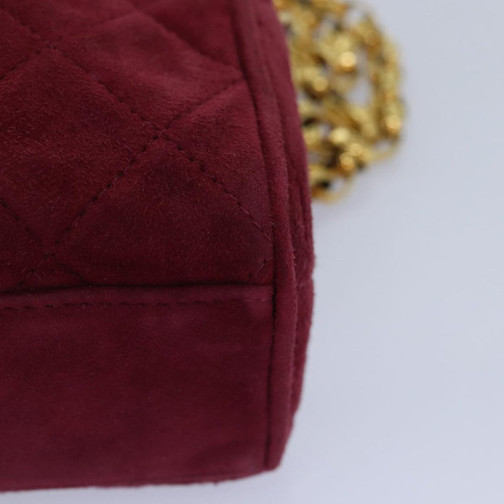 Top Quality Chanel Matelasse COCO Mark Chain Fringe Shoulder Bag Suede Red CC Auth yk14444A