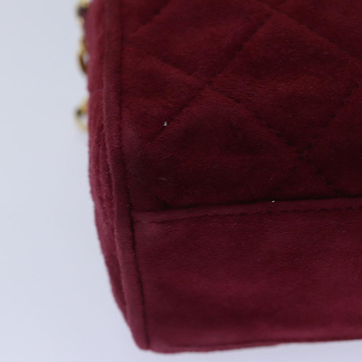 Chanel Matelasse COCO Mark Chain Fringe Shoulder Bag Suede Red CC Auth yk14444A