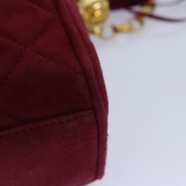 Chanel Matelasse COCO Mark Chain Fringe Shoulder Bag Suede Red CC Auth yk14444A