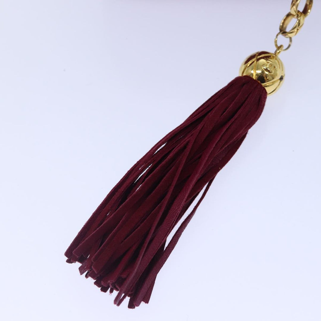 Chanel Matelasse COCO Mark Chain Fringe Shoulder Bag Suede Red CC Auth yk14444A