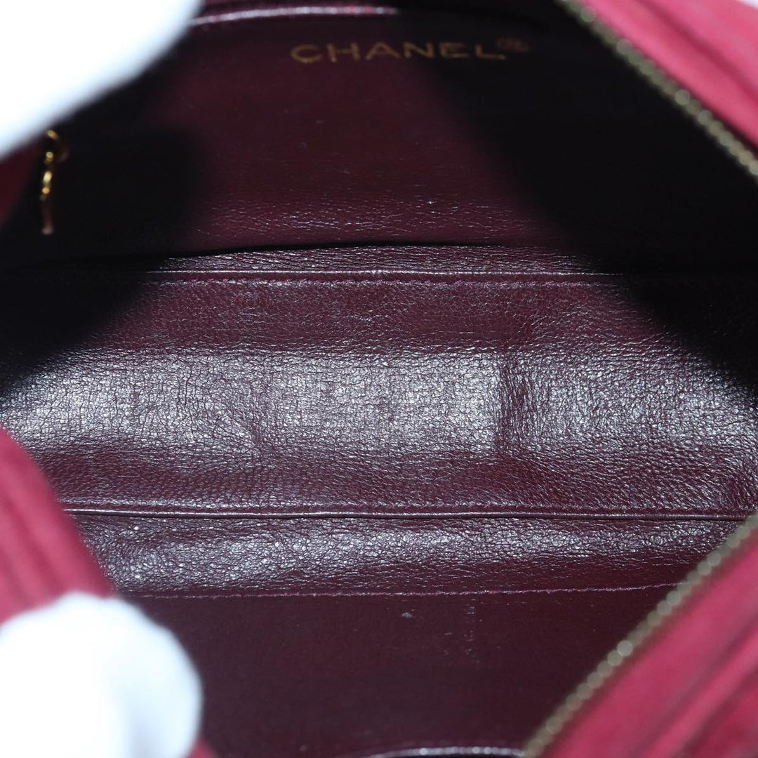 Chanel Matelasse COCO Mark Chain Fringe Shoulder Bag Suede Red CC Auth yk14444A