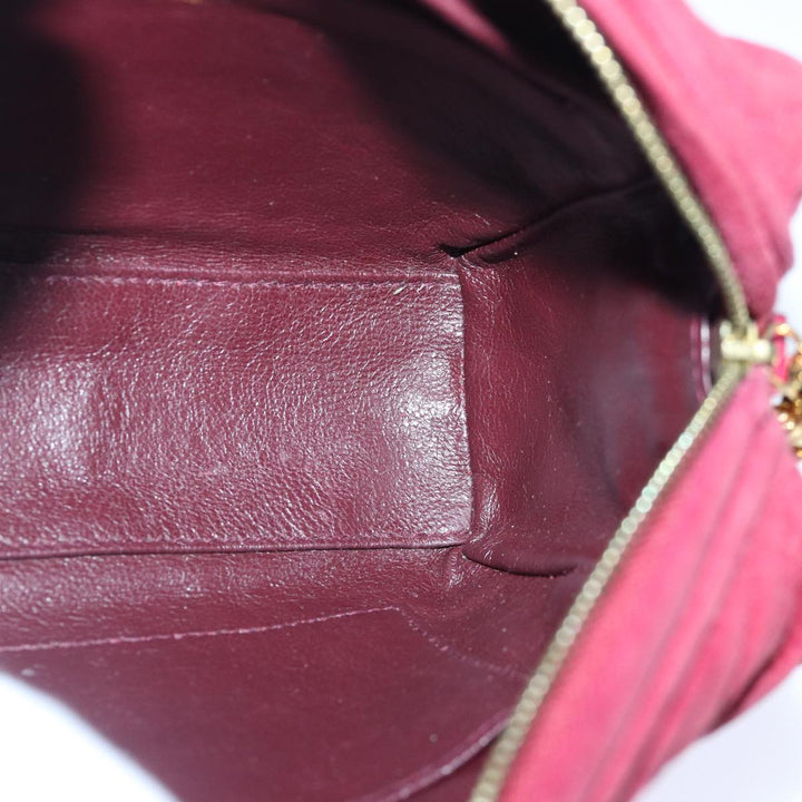 Chanel Matelasse COCO Mark Chain Fringe Shoulder Bag Suede Red CC Auth yk14444A