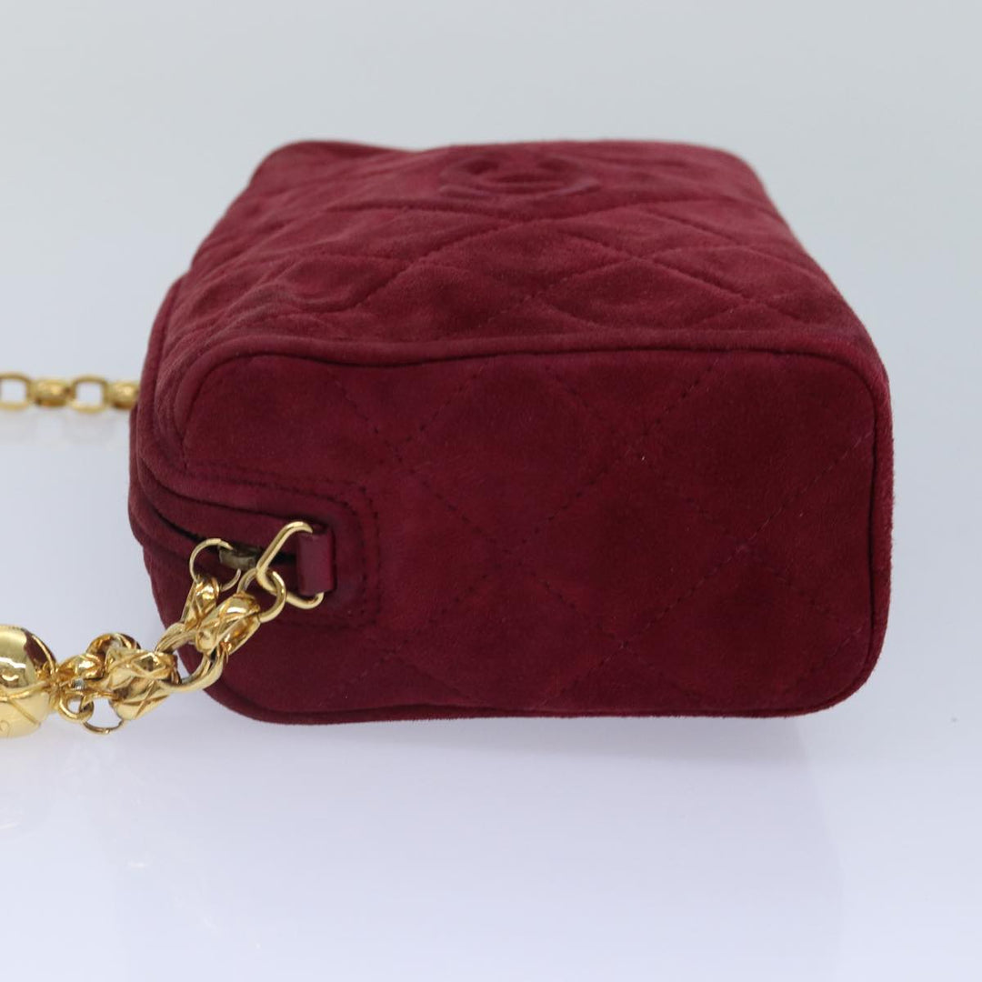 Chanel Matelasse COCO Mark Chain Fringe Shoulder Bag Suede Red CC Auth yk14444A