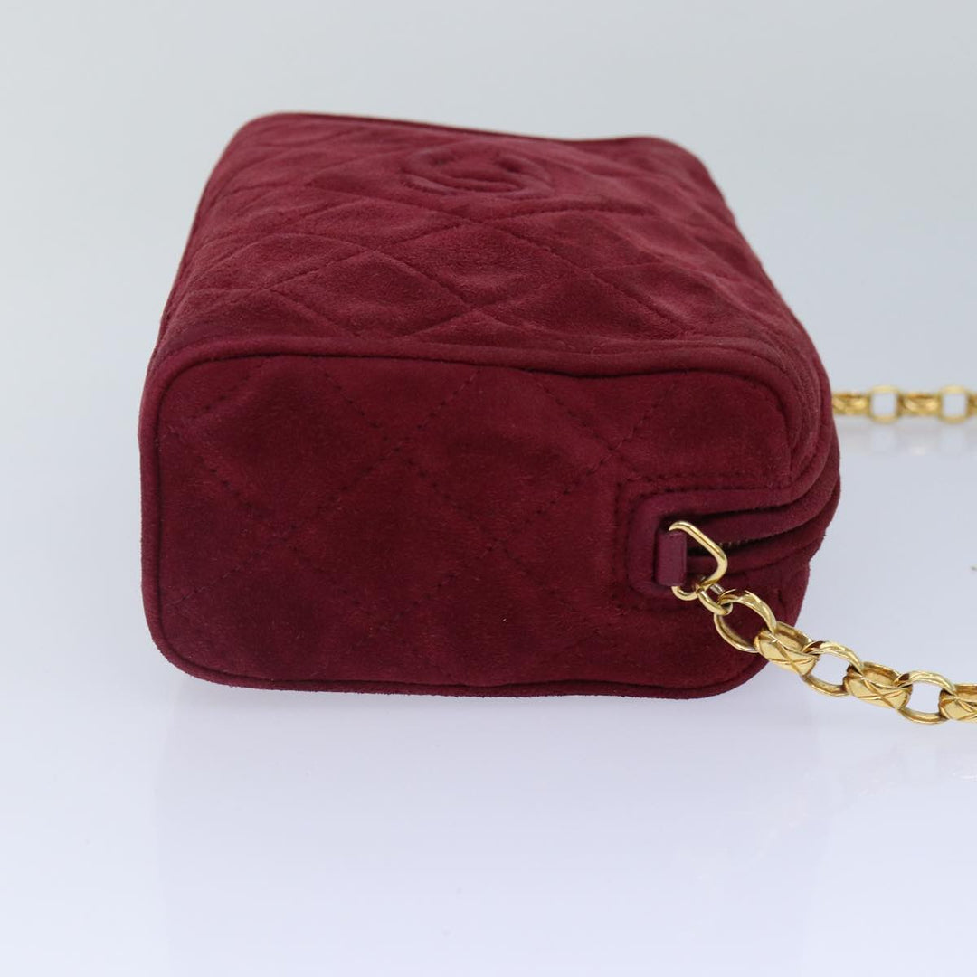 Chanel Matelasse COCO Mark Chain Fringe Shoulder Bag Suede Red CC Auth yk14444A