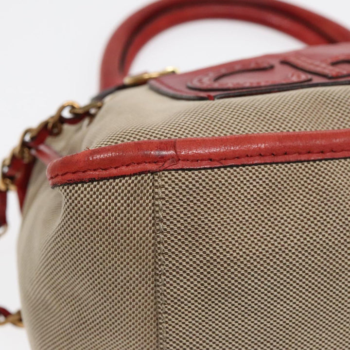 Chloe Harley Hand Bag Canvas Leather Beige Gold yk15232