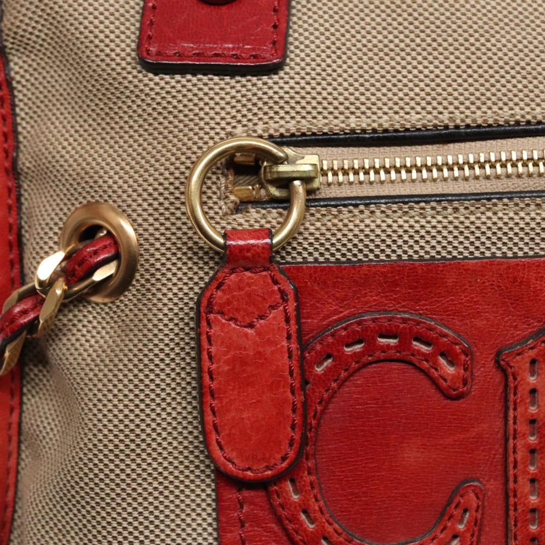 Chloe Harley Hand Bag Canvas Leather Beige Gold yk15232