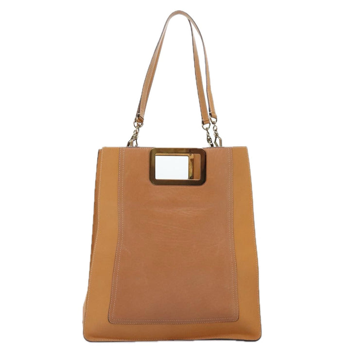 Chloe Hand Bag Leather Brown Gold yk15287