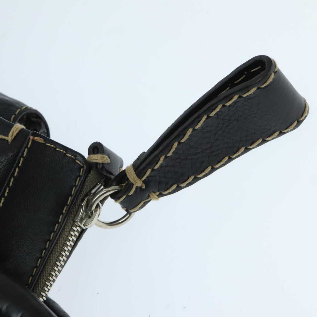 Chloe Edith Hand Bag Leather 2way Black Silver yk15433