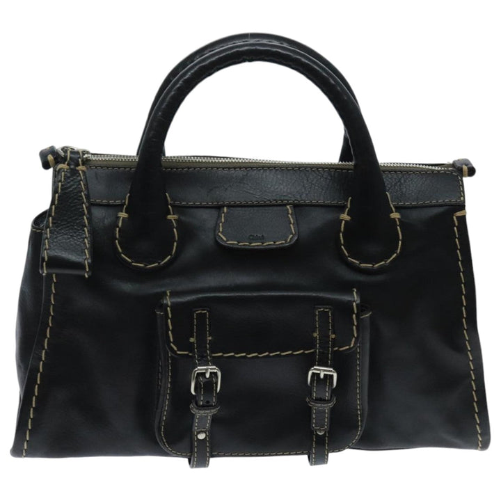 Chloe Edith Hand Bag Leather 2way Black Silver yk15433