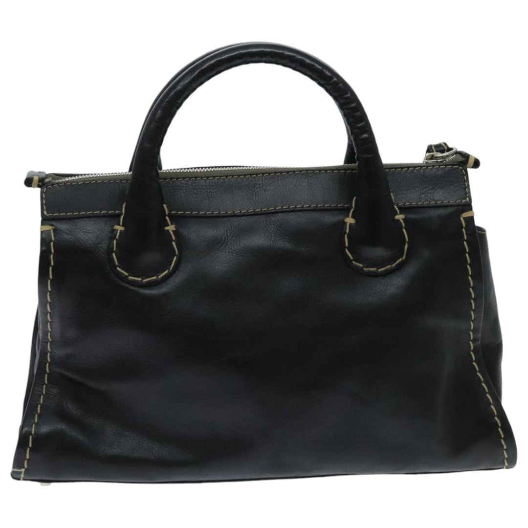 Chloe Edith Hand Bag Leather 2way Black Silver yk15433