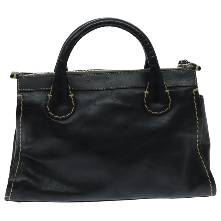 Chloe Edith Hand Bag Leather 2way Black Silver yk15433