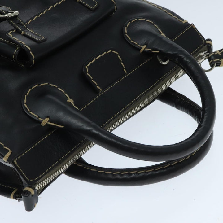 Chloe Edith Hand Bag Leather 2way Black Silver yk15433