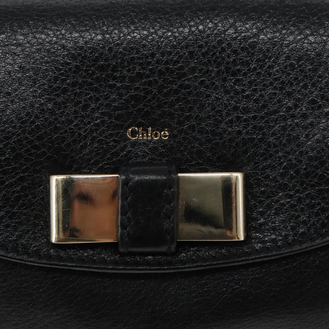 Chloe Lily Hand Bag Leather 2way Black Gold yk15964