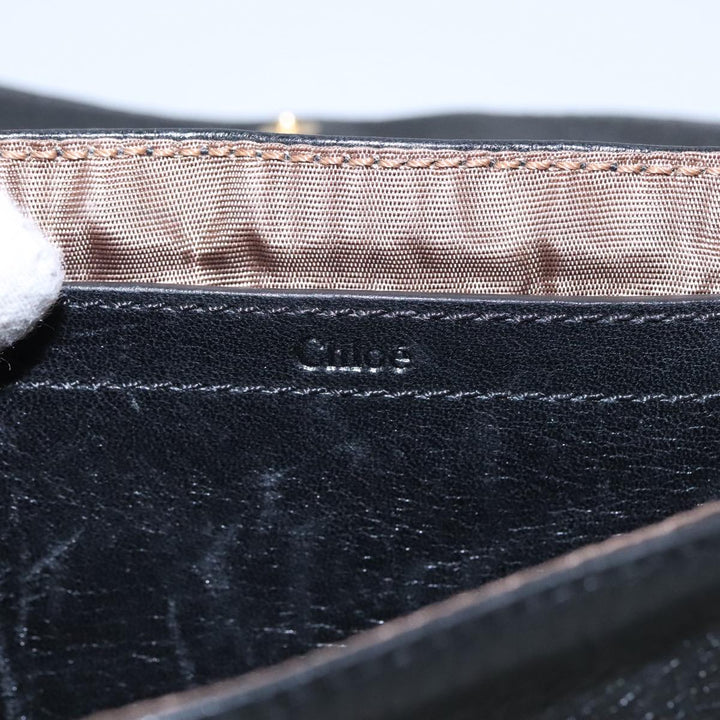 Chloe Lily Hand Bag Leather 2way Black Gold yk15964