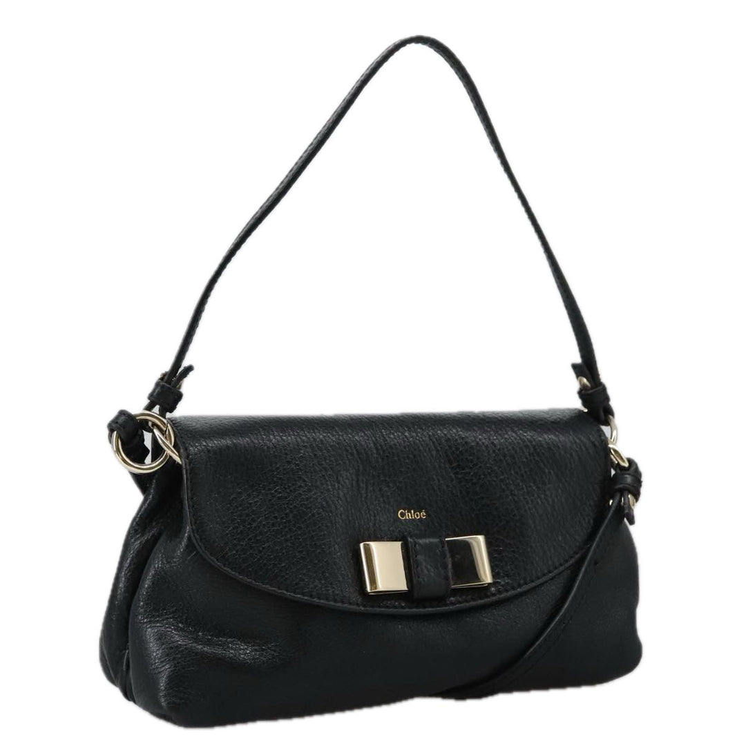 Chloe Lily Hand Bag Leather 2way Black Gold yk15964