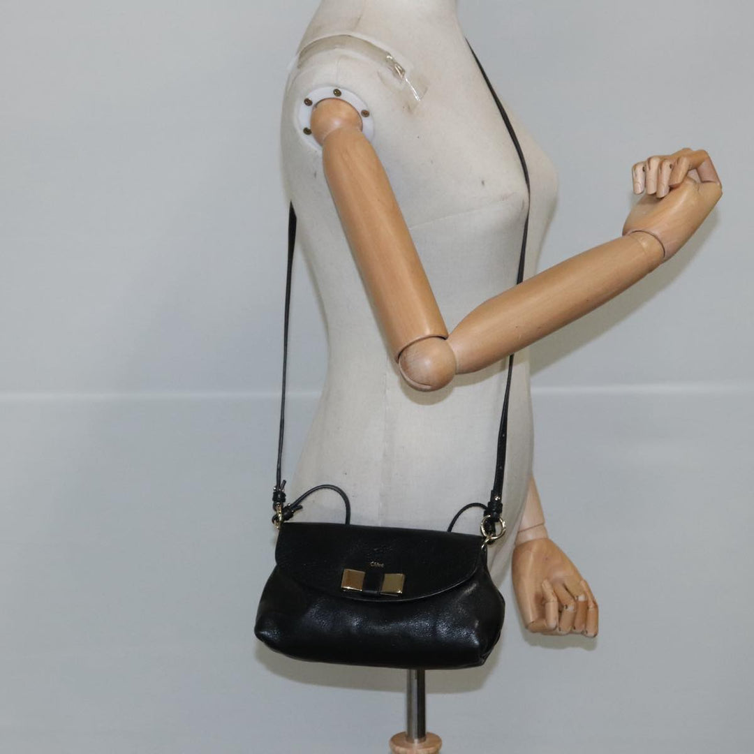 Chloe Lily Hand Bag Leather 2way Black Gold yk15964
